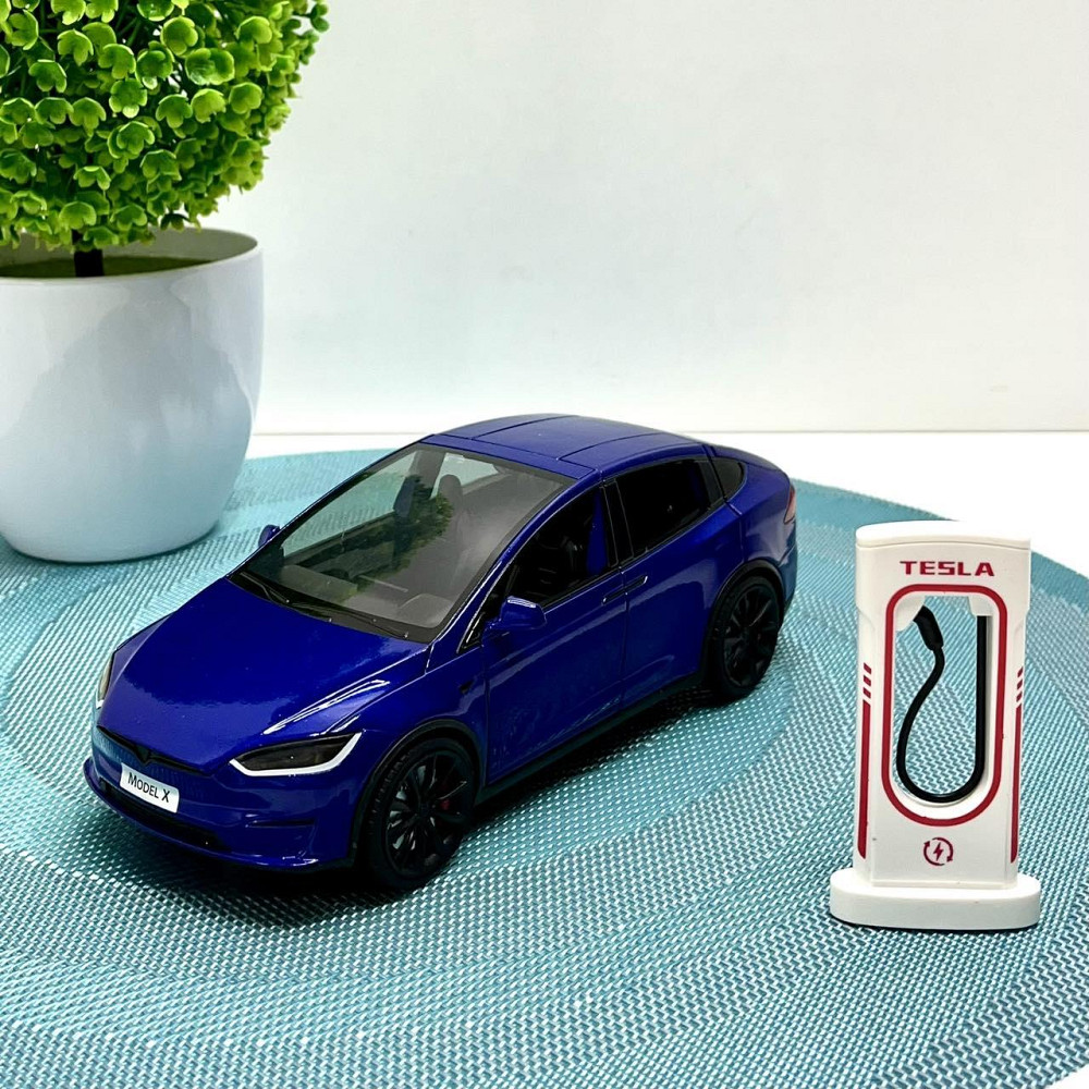 Машина Автосвіт Tesla Model X інерційна відчиняються двері капот багажник 17см Синя (AP-2004) Чернигов - изображение 1