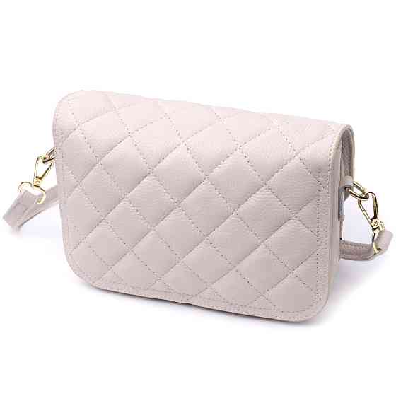 Витончена сумка жіноча з оригінальною клямкою з натуральної шкіри Біла (Vintage) Київ