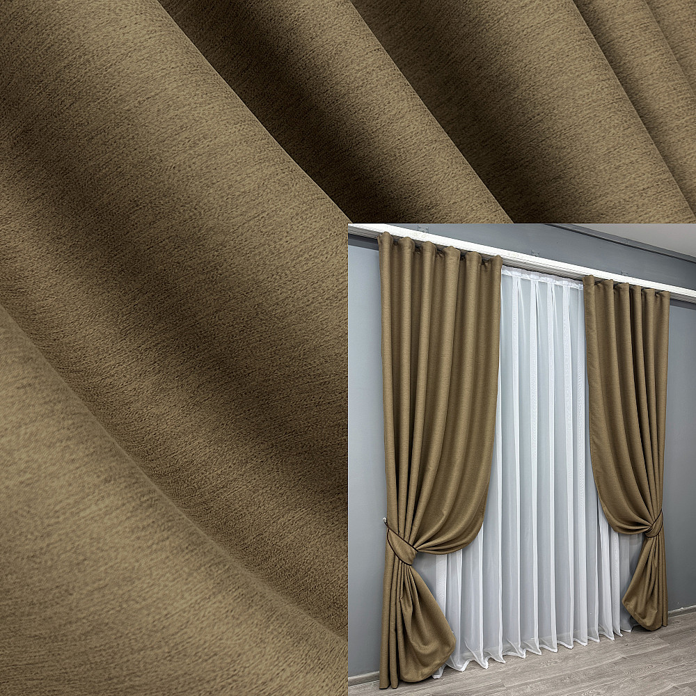 Комплект готових штор VR-Textil Блекаут двосторонній Eclipsе № 1795ш Мигдальний 100х250 см 2 шт (39-900) Київ - фото 1