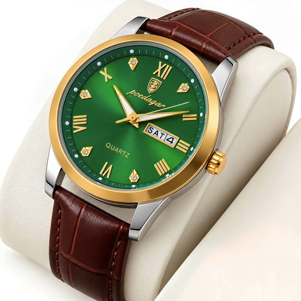 Годинник чоловічий наручний Poedagar Omega Leather Brown (2 ремінці) Вінниця - фото 2
