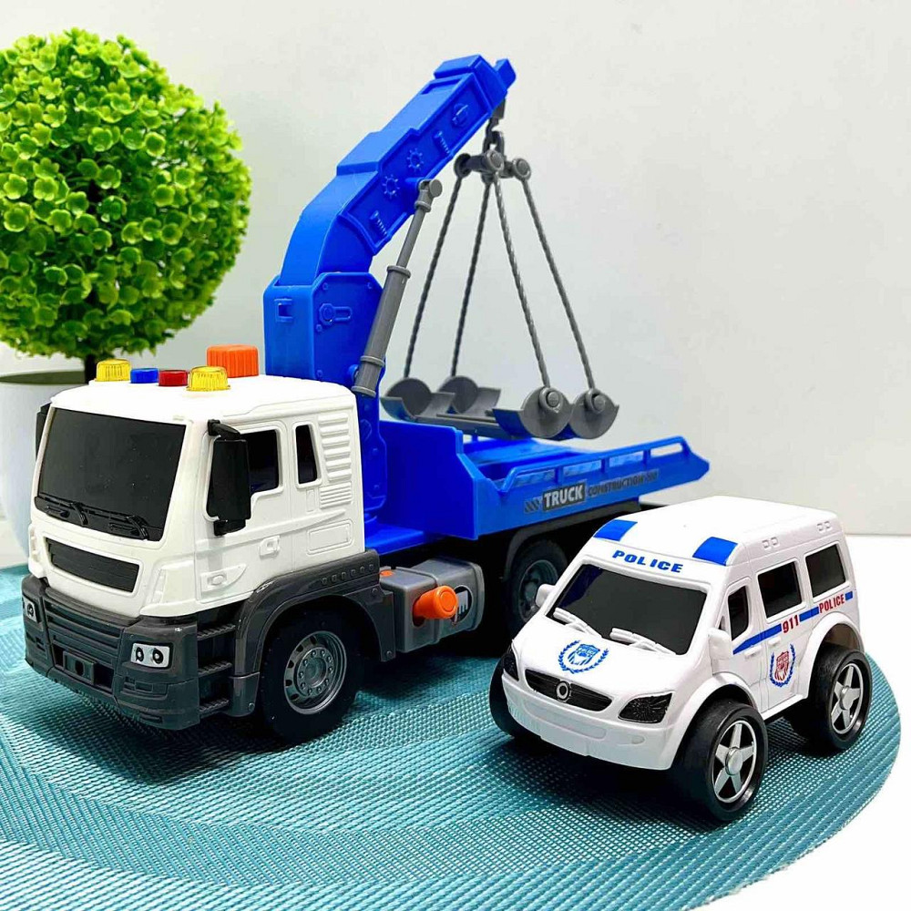 Евакуатор машинка світлові та звукові ефекти інерція машинка 27см Синій (JS106AB) Чернігів - фото 3