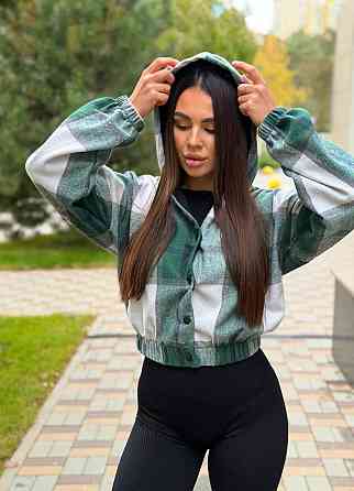 Жіночий повсякденний бомбер із подвійним капюшоном кашемір карта Зелений, 42/46 Одеса