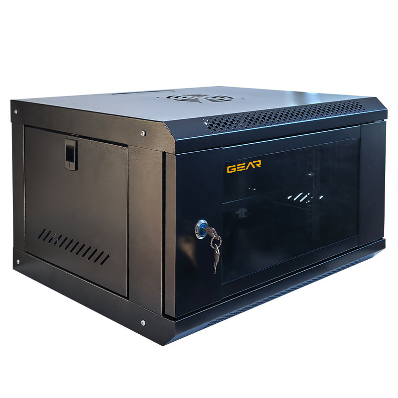 Шафа настінна серверна GEAR 6U 600x600х300 мм чорний із полицею (GWMSN-6U-600-600) Київ - фото 1