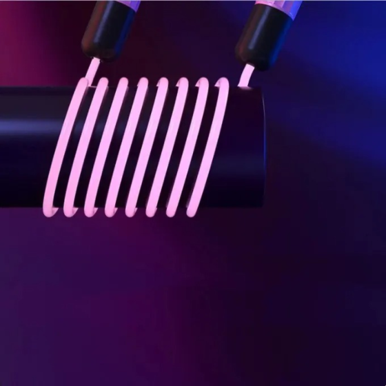 Скакалка сяюча світлодіодна для дітей і дорослих 2.8 м з LED-підсвіткою для занять спортом, рожева Кам'янець-Подільський