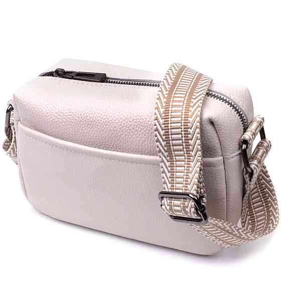 Женская сумка на одно отделение из натуральной кожи Белая (Vintage) Киев