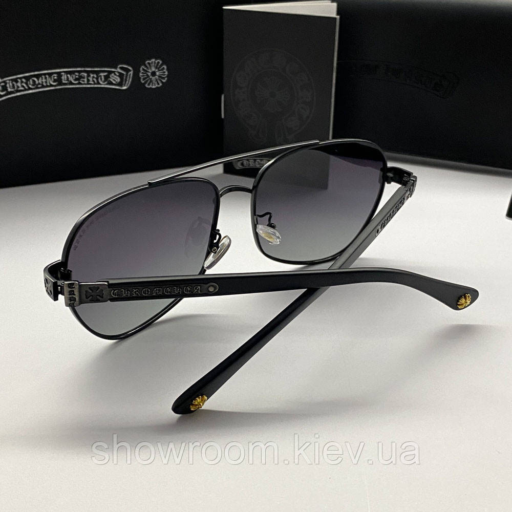 Чоловічі сонцезахисні окуляри Chrome Hearts 5078 black Київ - фото 5