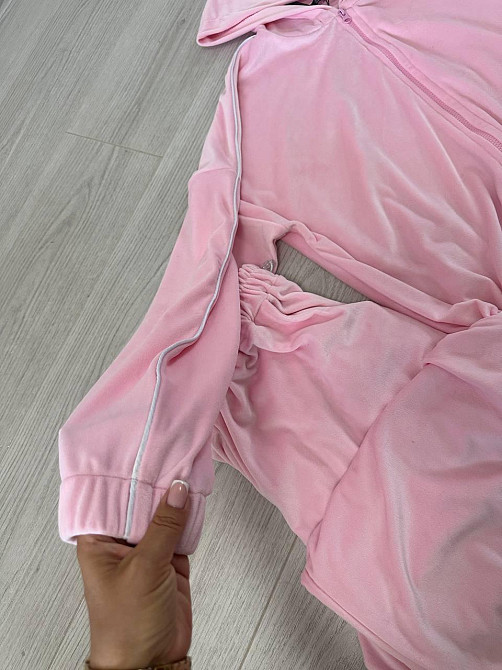 Женский стильный комфортный костюм двойка велюр спорт Premium Розовый Одесса - изображение 2