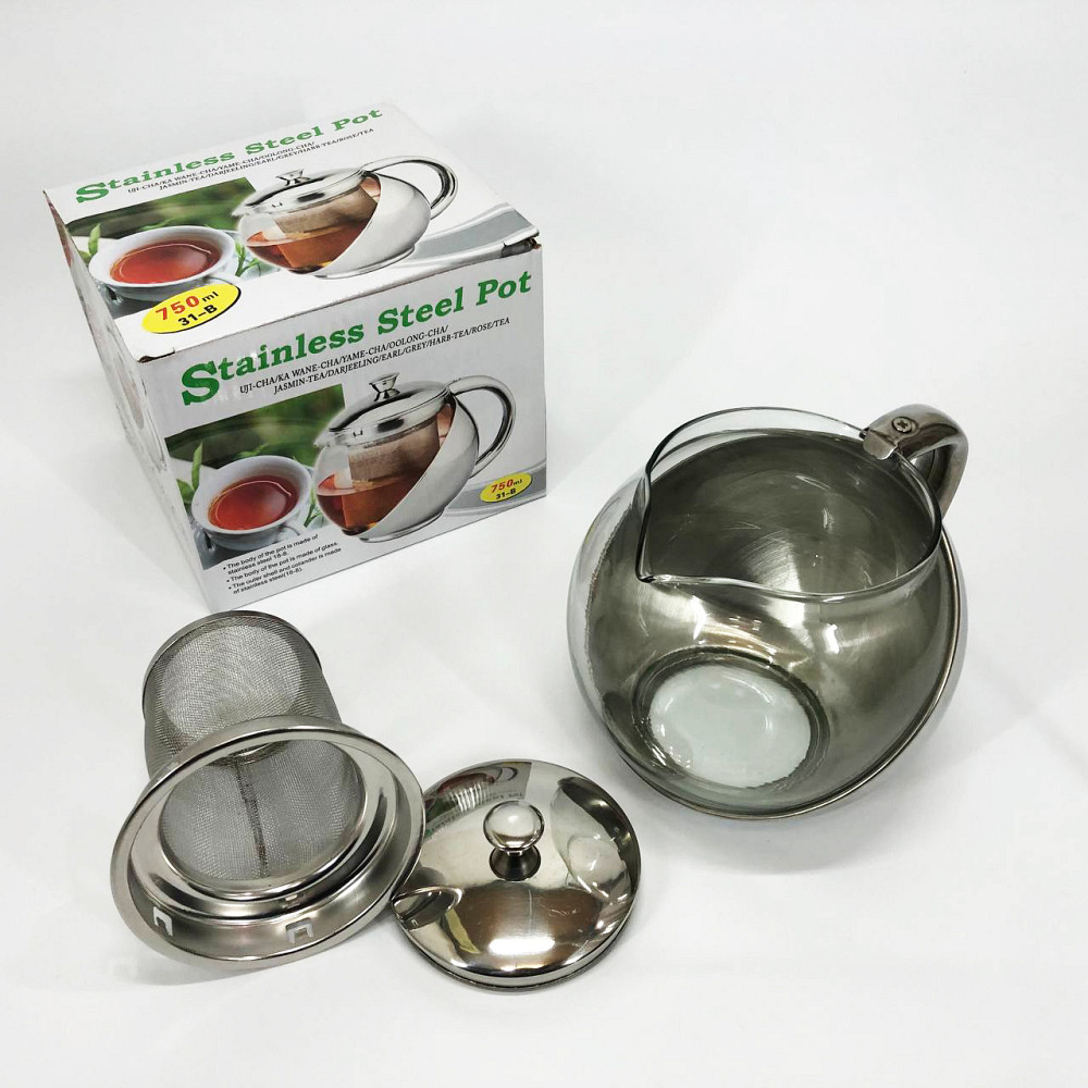 Скляний чайник з фільтром для заварювання чаю UNIQUE UN-1162 0.75 л, Красиві заварники для чаю PU-47 Львів - фото 2