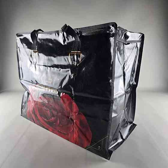 Полипропиленовая сумка на змейке хозяйственная  с цветным рисунком №5 Роза на Черном (1 шт) Харьков