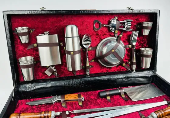 Набори шампурів, Набір шампурів у шкіряному кейсі "VIP 4" Шампури, вертіла Тернопіль