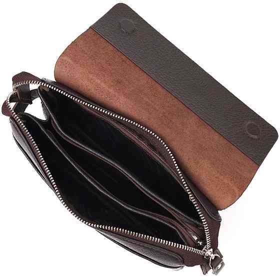 Стильный мужской клатч из натуральной комбинированной кожи CANPELLINI 21566 Коричневый Киев