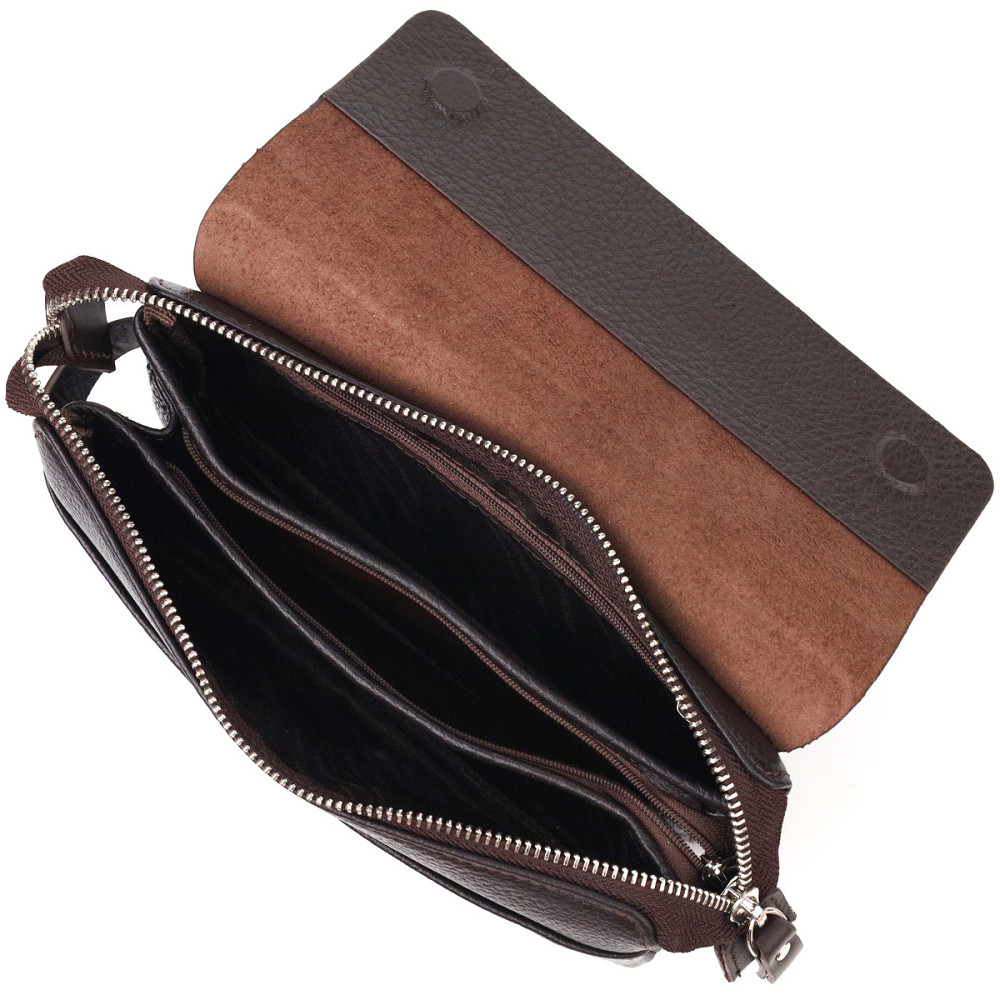 Стильний чоловічий клатч із натуральної комбінованої шкіри CANPELLINI 21566 Коричневий Київ - фото 6