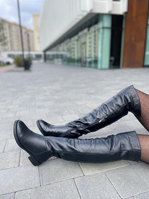 Nivelle Ботфорти зимові жіночі шкіряні чорні на низькому ходу, наповнювач вовна 5388/2510 / Чоб Коломыя - изображение 9