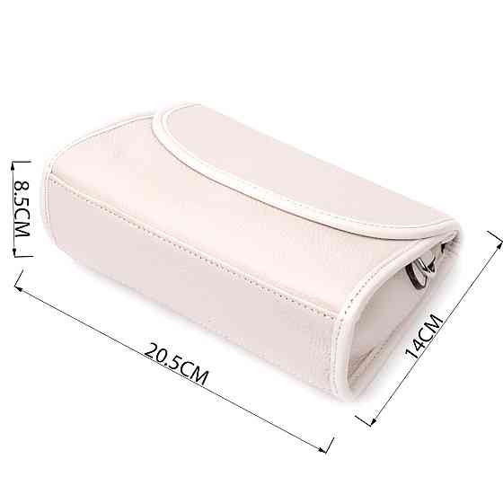 Жіноча шкіряна сумка із напівкруглим клапаном Vintage 22258 Біла Київ