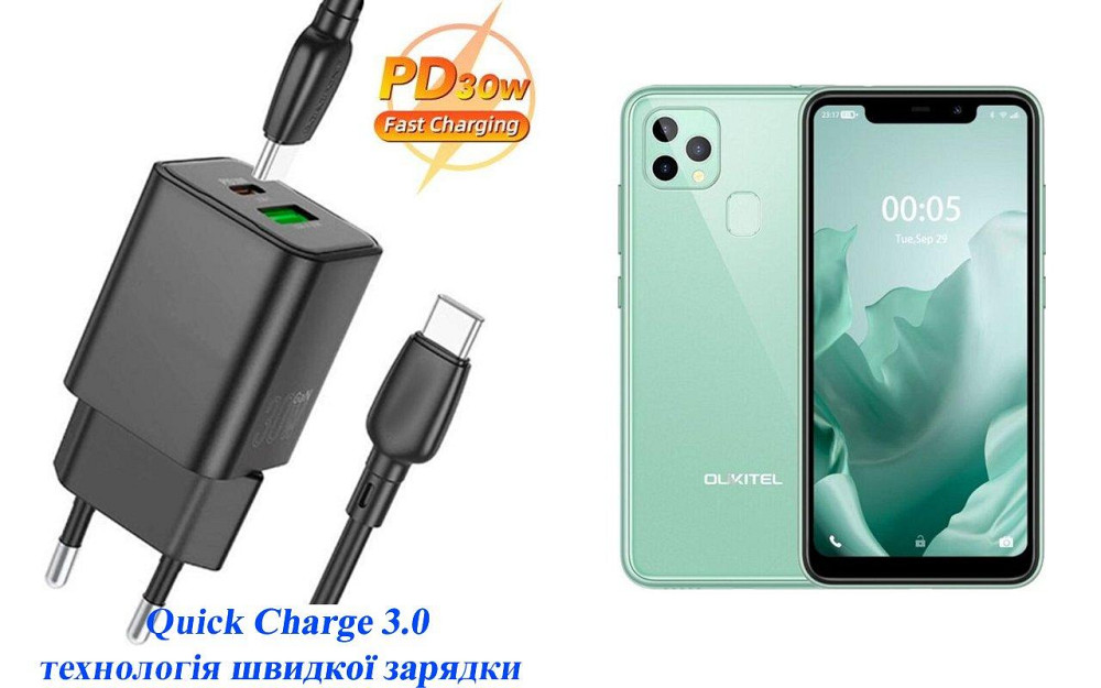 Зарядное устройство Dual Port 30W для смартфона Oukitel C22 Киев - изображение 1