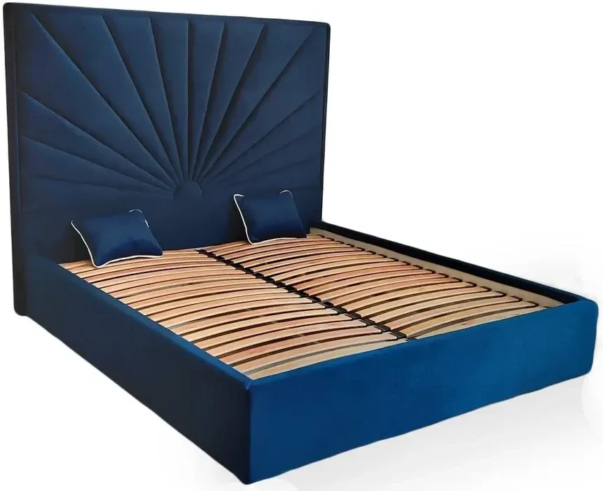 Ліжко Двоспальне Sunrise Comfort 140 х 190 см Simple З підйомним механізмом та нішою для білизни Синій Київ - фото 2