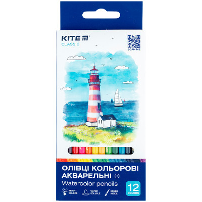 Олівці кольорові Kite Classic акварельні, 12 кольорів (K-1049) Вінниця - фото 1