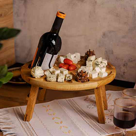 Круглый деревянный винный столик на ножках 35 см Киев