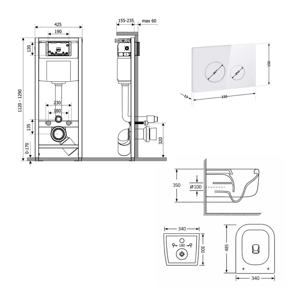 Готовое решение Qtap для ванной комнаты: подвесной унитаз Gemini Ultra Quiet 485×340×350 + комплект инсталляции Nest 4 в 1 Киев - изображение 2