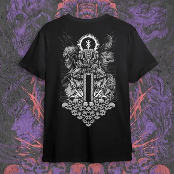 Футболка для підлітка хлопчика з принтом Берсерк Гатс и Гриффин BW Розмір 160 Anime10743 Дніпро