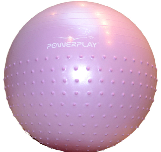 М'яч для фітнесу (фітбол) напівмасажний PowerPlay 4003 Ø75 cm Gymball Бузковий + помпа Каменское - изображение 4