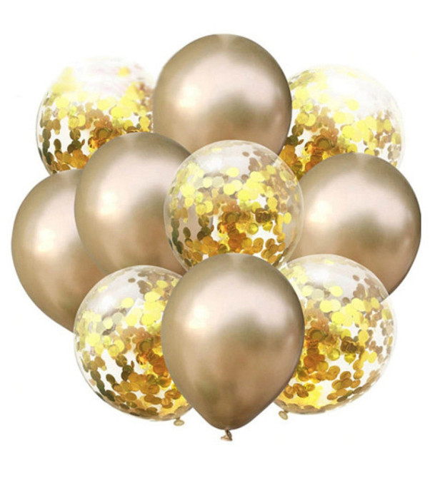 Набор шариков ХРОМ+прозрачные с конфетти 10 шт. Киев - изображение 1