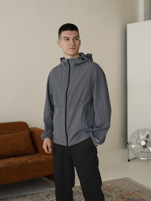 Чоловіча куртка вітрівка темно-сіра Pobedov Neon. Вітрівка для чоловіків легка весняна Київ - фото 1