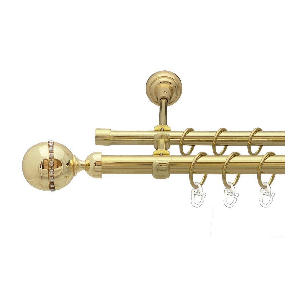 Карниз Orvit Кортеза металевий дворядний відкритий гладка труба кільце металеве Золото 19\16 мм 160 см Львов - изображение 1