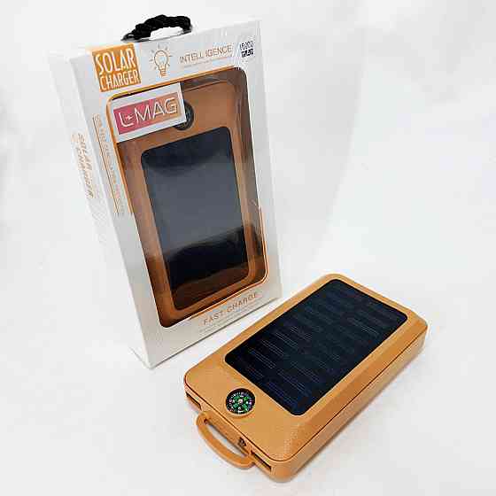 УМБ Power Bank Solar 18000 mAh мобільне зарядне з сонячною панеллю та лампою, Power Bank Charger Orange DV-38 Львів
