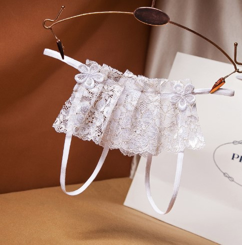Трусики с дыркой белые кружевные - размер универсальный, резинка до 94см Киев - изображение 1