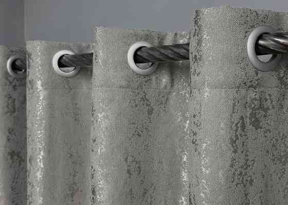 Комплект штор на люверсах VR-Textil Лен мрамор Pavliani № 1665ш Серый 150х270 см 2 шт (37-0181) Киев