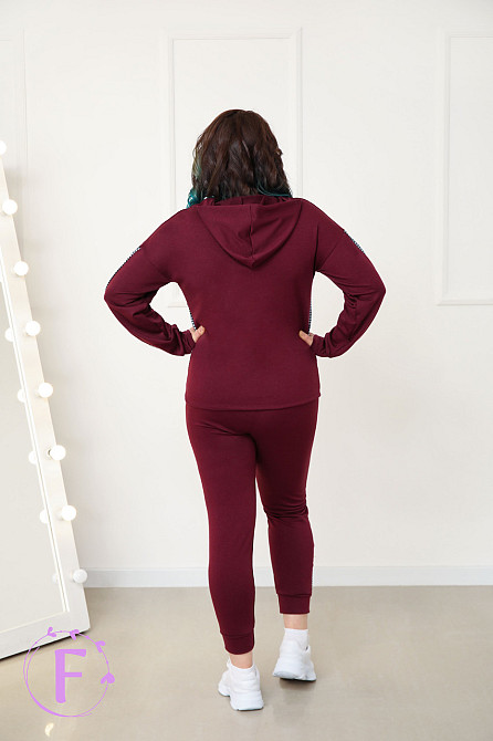 Повсякденний жіночий костюм із трикотажу "Flex" оптом | Батал | Розпродаж моделі Марсала, 50-52 Київ - фото 2