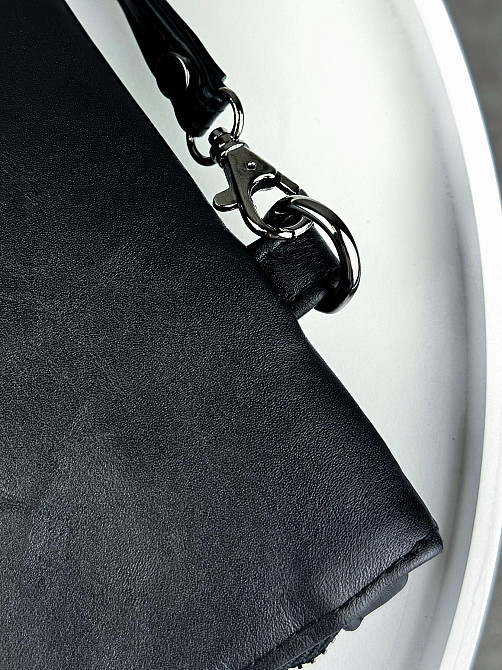 Кожаный клатч из натуральной гладкой кожи SKILL (Черный) Сумы - изображение 7