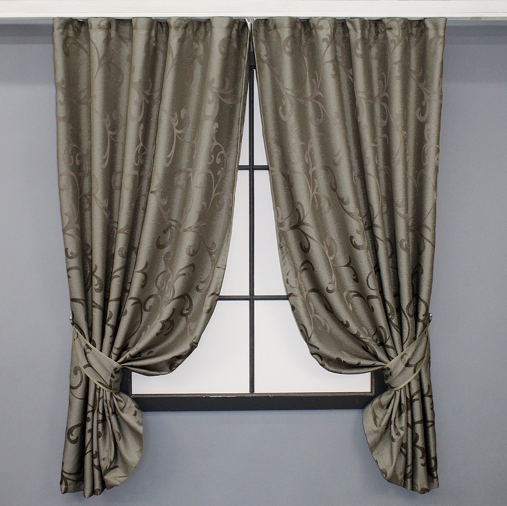 Комплект коротких штор VR-Textil Жаккард Allure № 1620ш Какао 150х170 см 2 шт (35-0274) Киев - изображение 1