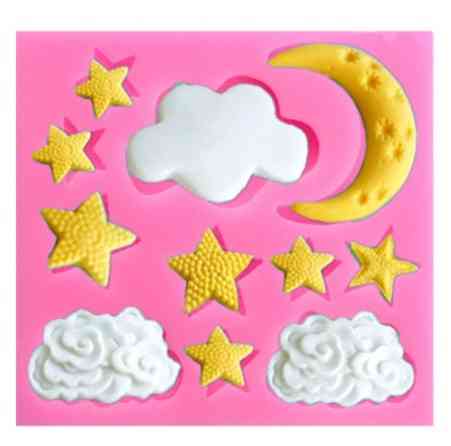 Молд силиконовый Луна тучи звёзды 85 на 80 мм розовый Киев