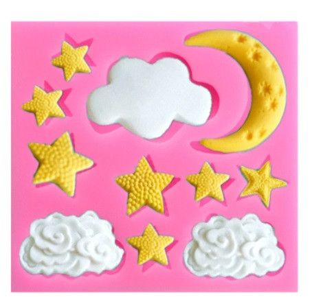 Молд силиконовый Луна тучи звёзды 85 на 80 мм розовый Киев - изображение 5