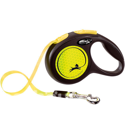 Повідець-рулетка Flexi New Neon S стрічка 5м/15 кг (Жовтий) Вінниця - фото 1