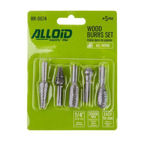 Alloid. Набір фрез по дереву 5шт, хвостовик 1/4