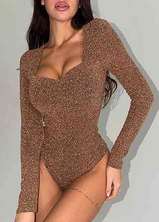 Жіночий стильний привабливий боді пушап трикотаж люрекс золото, 46/48 Одеса