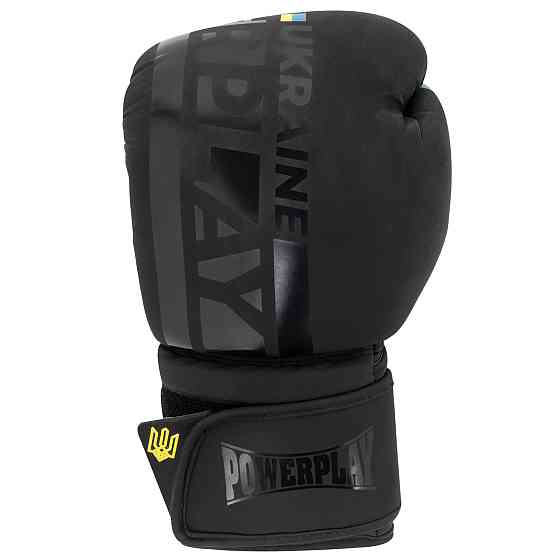 Боксерские перчатки для бокса и единоборств черные на липучке 14 унций PowerPlay 3021   Ukraine Киев