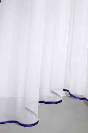 Кухонний комплект VR-Textil № 051к тюль і шторки з підв'язками фіолетовий з білим 280х170 см (50-078) Київ