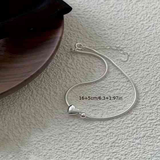 Женский браслет с серебристой подвеской-сердцем – минималистичный браслет из нержавеющей стали Киев