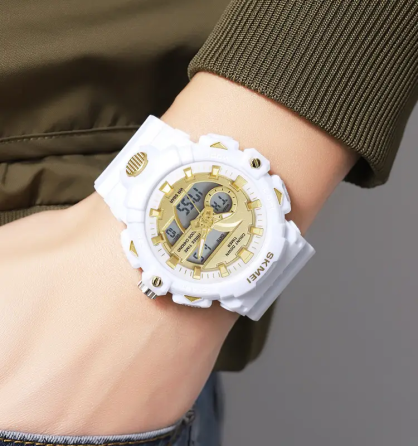 Часы женские наручные спортивные Skmei 2225 с комбинированным циферблатом (Белый) Киев