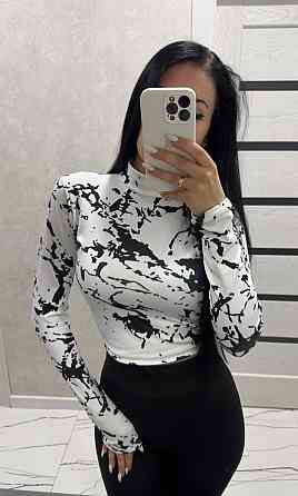 Женский эластичный принтованный гольф микродайвинг Белый Одесса