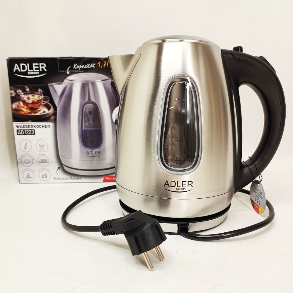 Потужний чайник для кип'ятіння Adler AD 1223 1.7л 2200Вт, Електрочайник з індикатором включення TH-10 Львів - фото 10