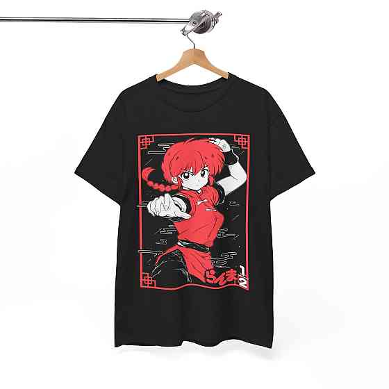 Футболка для хлопчика з аніме принтом Ранма Схампоо Румікотакахасх Вбр оверсайз (зріст від 165 до 180) Чорний AnimeJ0062m Дніпро