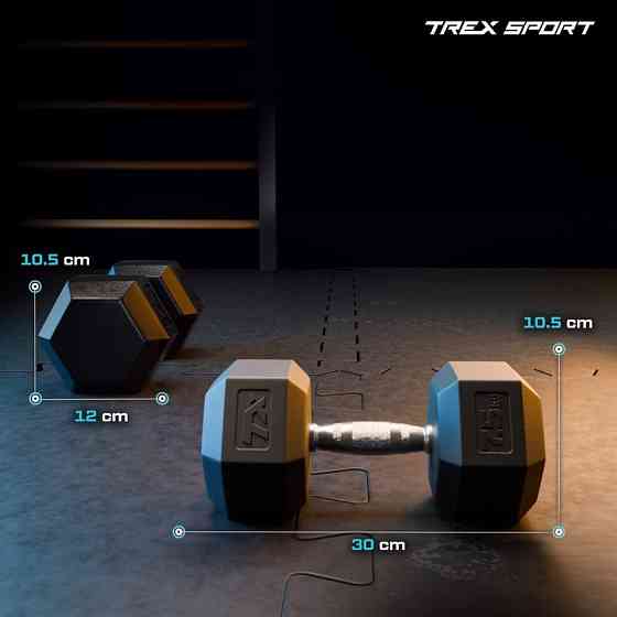 Гантеля шестигранна прогумована TX-075RD Trex Sport 7,5кг Киев