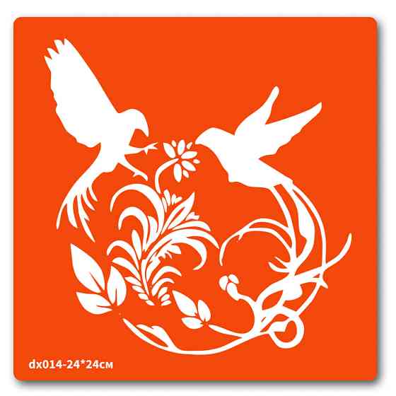 Трафарет для био-тату Птички dx014-24*24см, размер 24 х 24см Винница