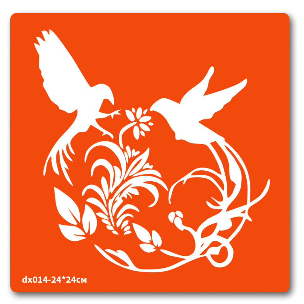 Трафарет для био-тату Птички dx014-24*24см, размер 24 х 24см Винница - изображение 1