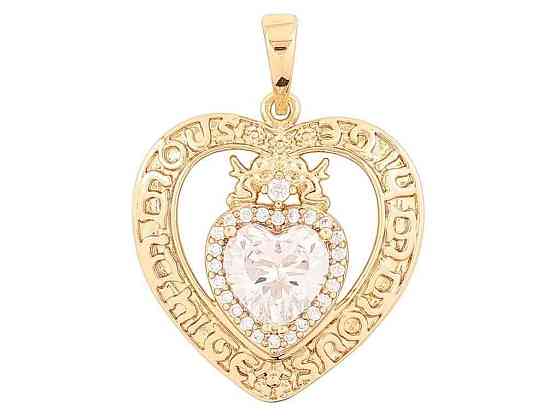 Кулон Позолота 18K «Сердечко с Янголятами и хрустальным сердцем» для цепочки до 6мм (262350) ТМ Xuping Киев